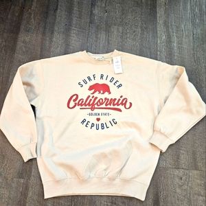 Relax Ultra Soft Crewneck Sweatshirt Sm Logo Surf Rider California Republic NWT